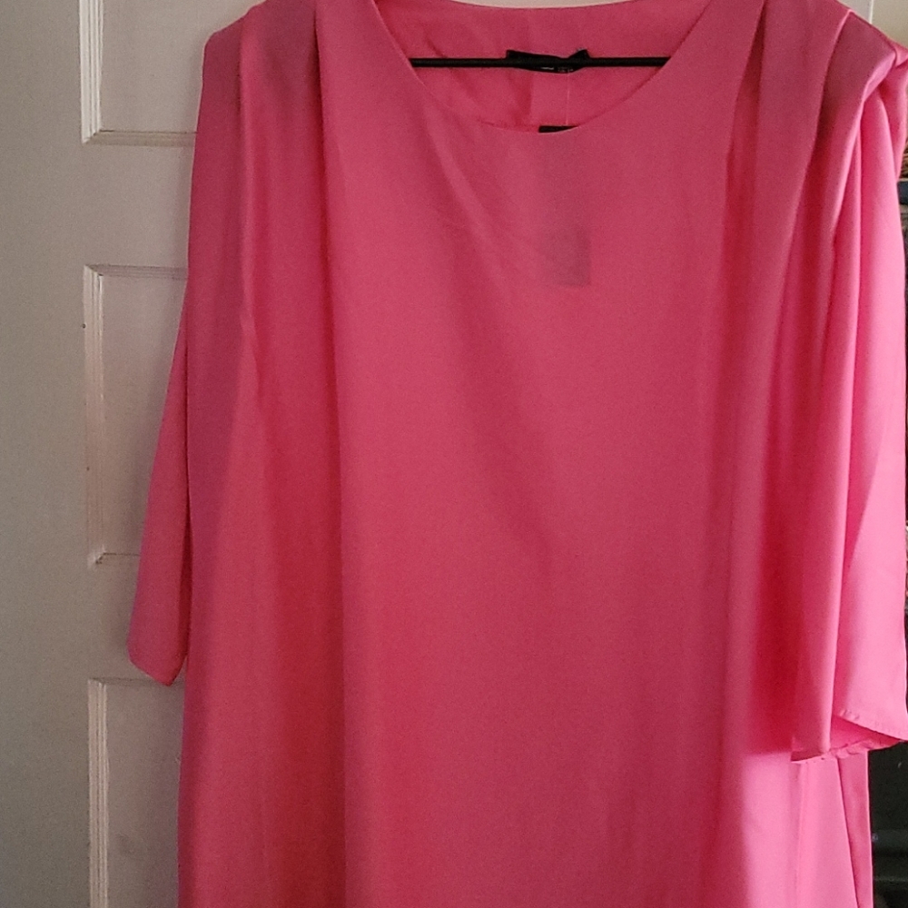 Satin Shoulder Pad Shift Dress